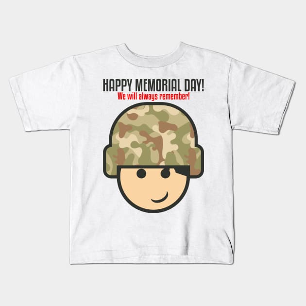 Happy Memorial Day Kids T-Shirt by neomuckel